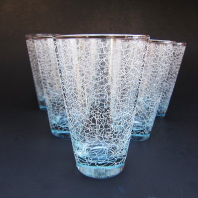 Blue printed-on crackle glasses